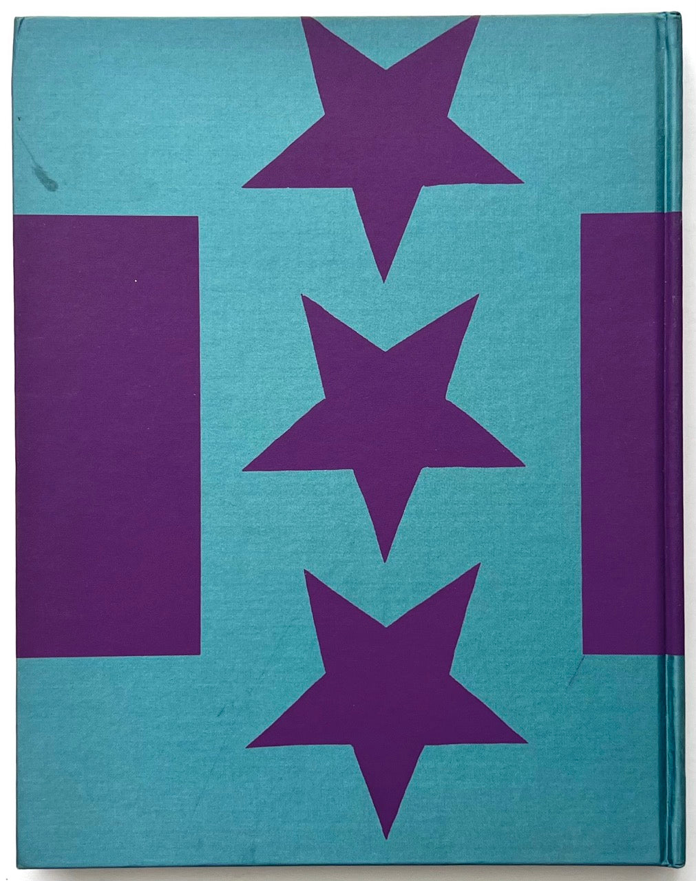 Back cover of A Series of Disappointments (2008) by Stephen Gill, featuring turquoise cloth with bold purple geometric blocks and three large star motifs.