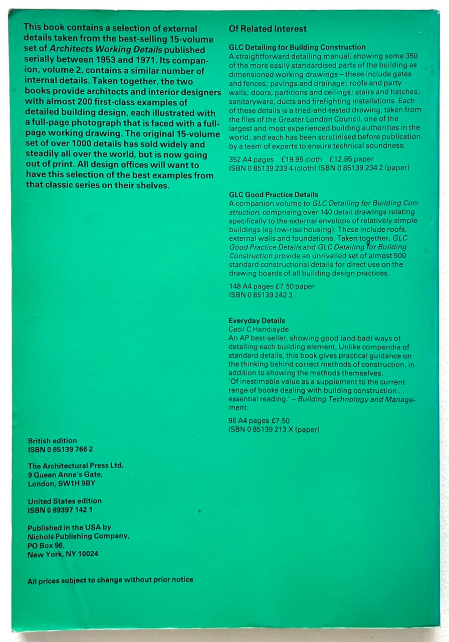Rear book cover of BEST OF ARCHITECTS’ WORKING DETAILS - VOLUME 1: EXTERNAL.