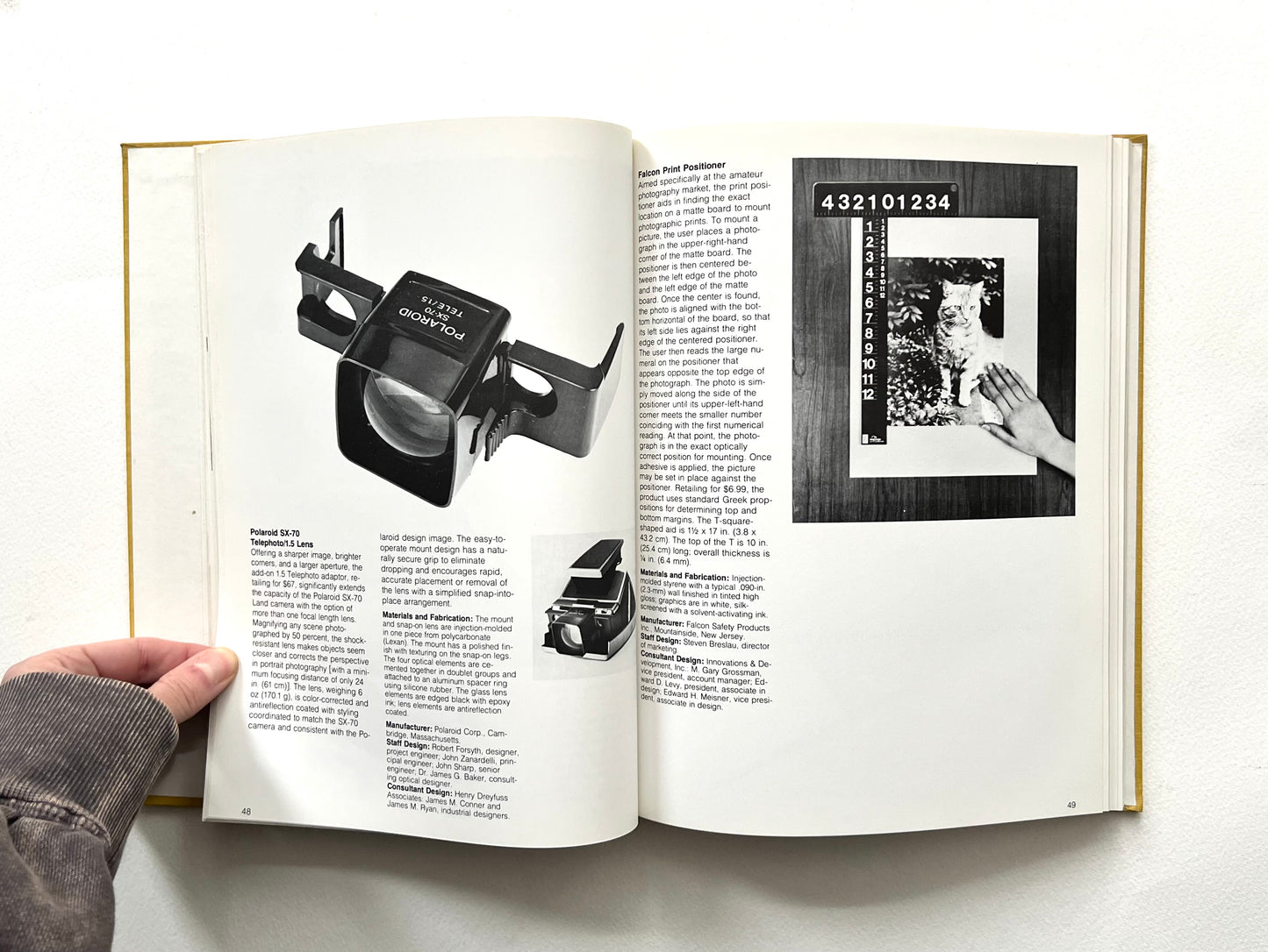 Open book with black and white photos and text on a white background. Design Review Industrial Design 24th Annual 1978.