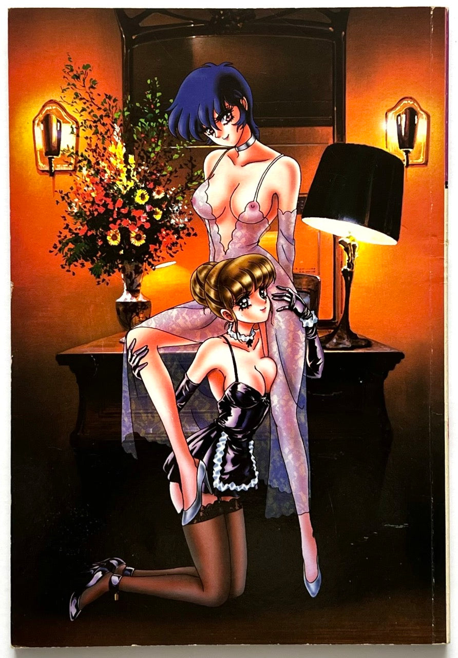 Back cover of Erotikappa 2 (1999) showing a manga illustration of two women in lingerie in warmly lit room