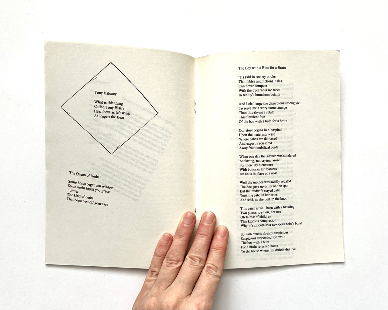 Open book: 'JOHN LENNON NEVER LIVED IN OUR HOUSE' by RICHARD ALLEN, with text on a white background