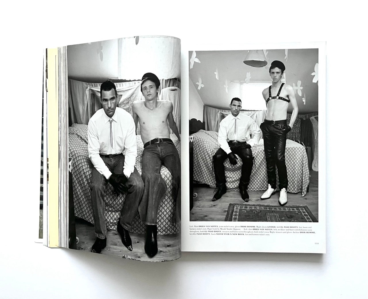 Open magazine - THE BEAUTIFUL HOME OF BUFFALO ZINE – ISSUE 6 (AW2017) - showing black and white photos of two men in a bedroom setting.
