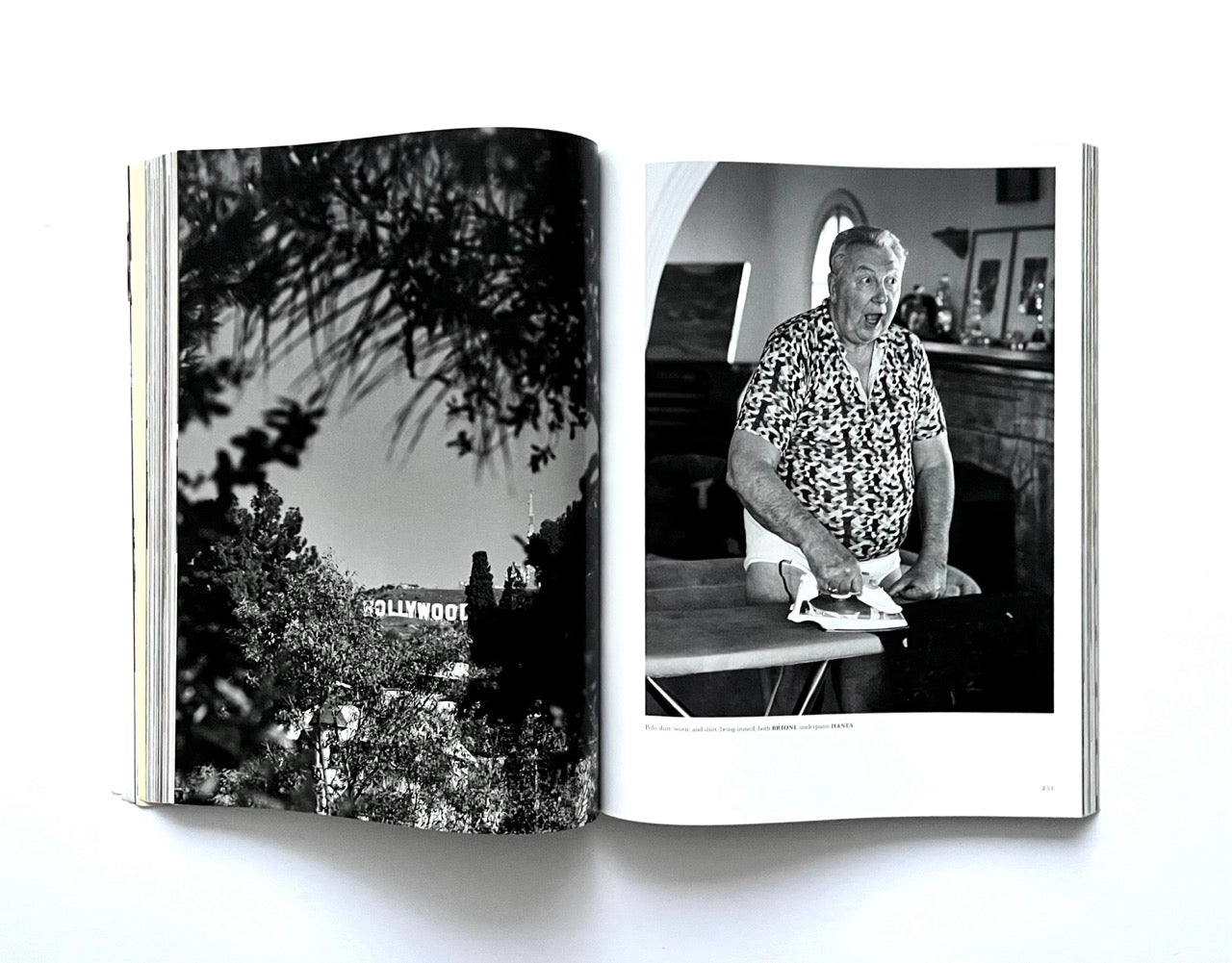 Open magazine - THE BEAUTIFUL HOME OF BUFFALO ZINE – ISSUE 6 (AW2017) - showing black and white photos of Donald Colhour and the Hollywood sign.