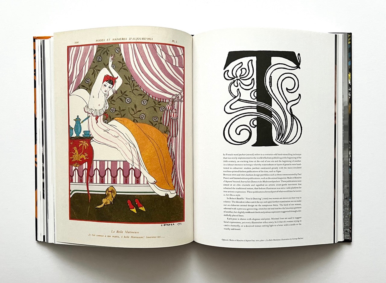 Open 'The Protagonist Magazine' issue 1, with illustration by George Barbier and text on a white background