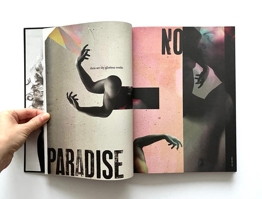 Open 'The Protagonist Magazine' issue 2, with artistic black and white illustrations on a white background