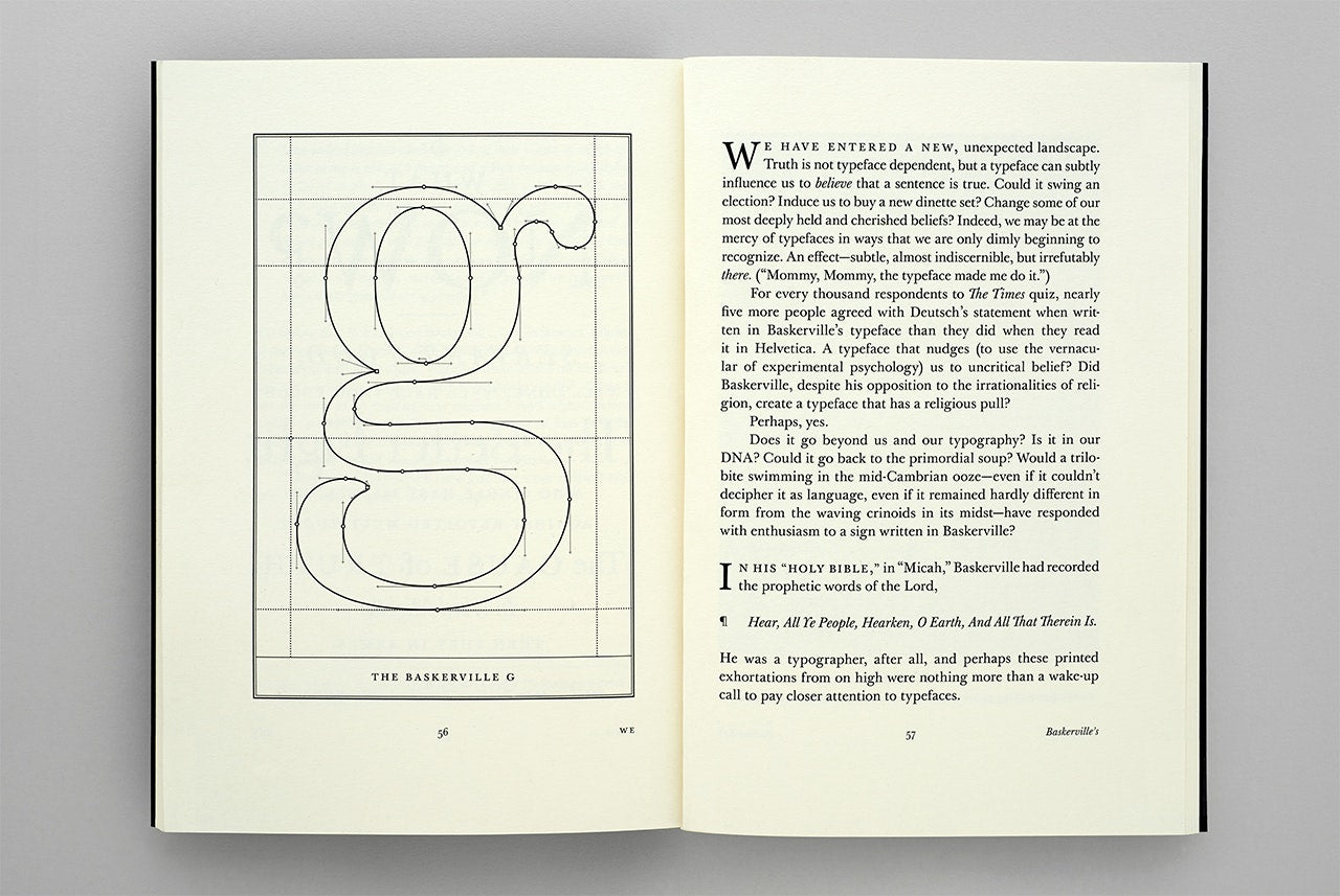 Open book - HEAR, ALL YE PEOPLE; HEARKEN, O EARTH by Errol Morris (2014) - with typographic design on a gray background
