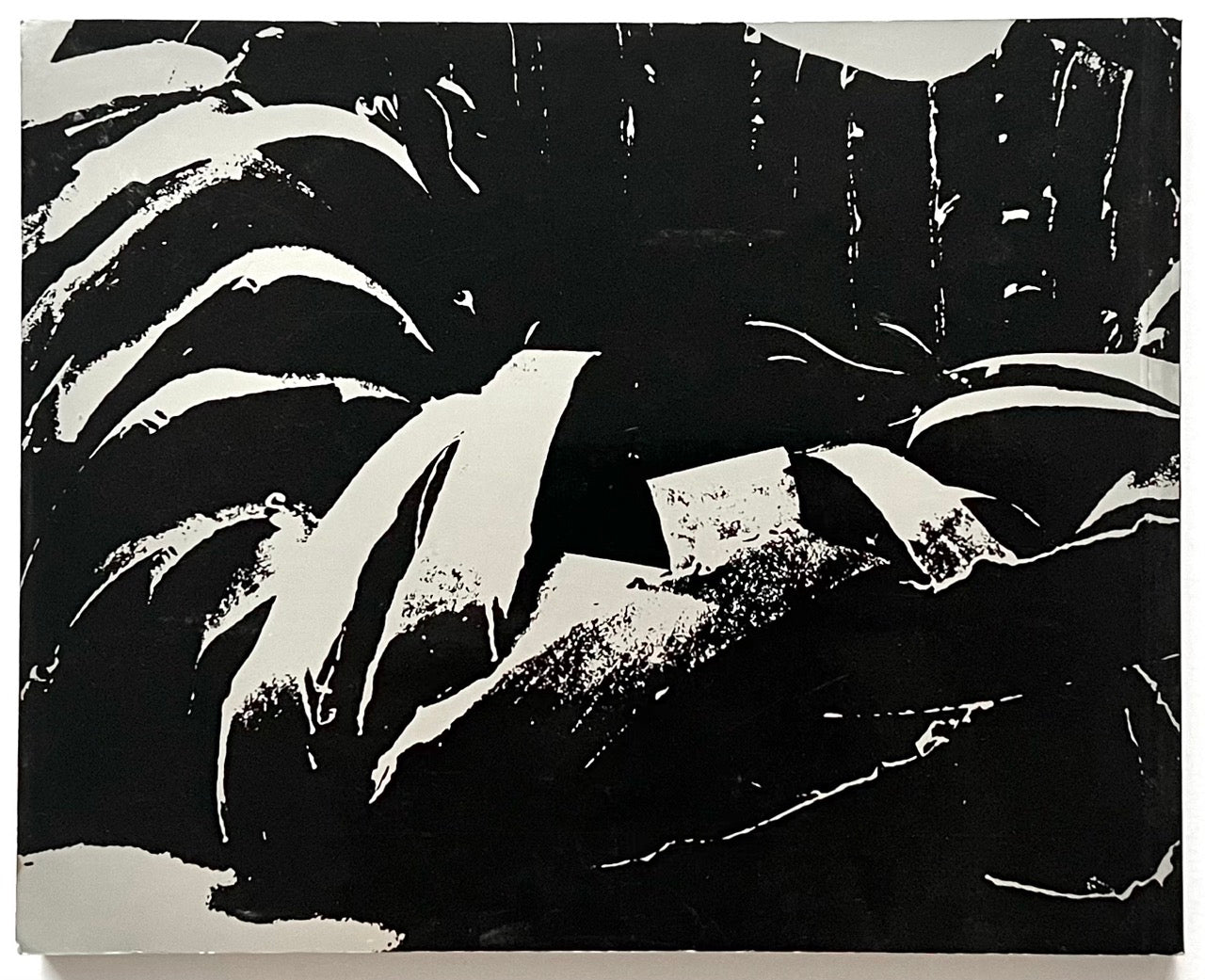 High-contrast black-and-silver abstract image on the back cover of “The Sculpture Show,” (1983) depicting layered, curved forms resembling sculptural or architectural surfaces.