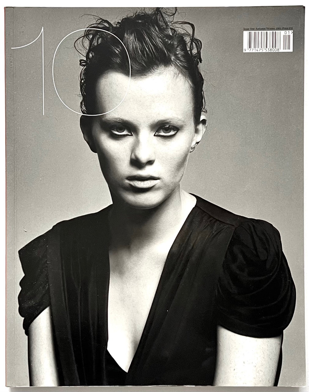 Cover of 10 Magazine Issue One Autumn/Winter 2000 featuring a black and white portrait of a model with cropped hair