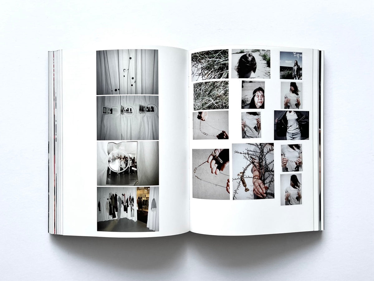 BLESS: Celebrating 10 Years of Themelessness by Désirée Heiss and Ines Kaag, 2006. Interior spread featuring black-and-white exhibition photographs alongside colour images of jewellery, natural materials and experimental fashion styling.