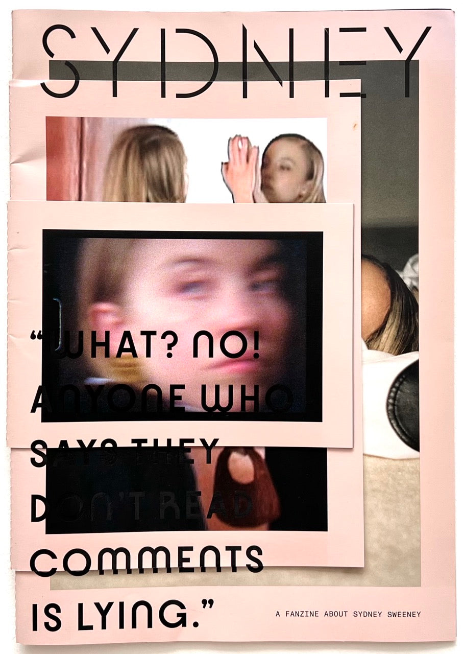 Magazine cover for "SYDNEY: A Fanzine About Sydney Sweeney" by Miu Miu.
