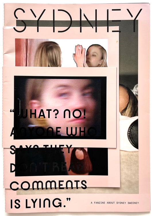 Magazine cover for "SYDNEY: A Fanzine About Sydney Sweeney" by Miu Miu.