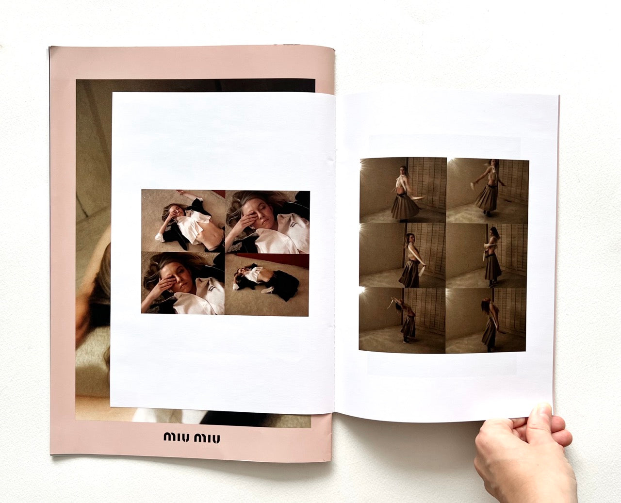 Spread from "SYDNEY: A Fanzine About Sydney Sweeney" by Miu Miu.