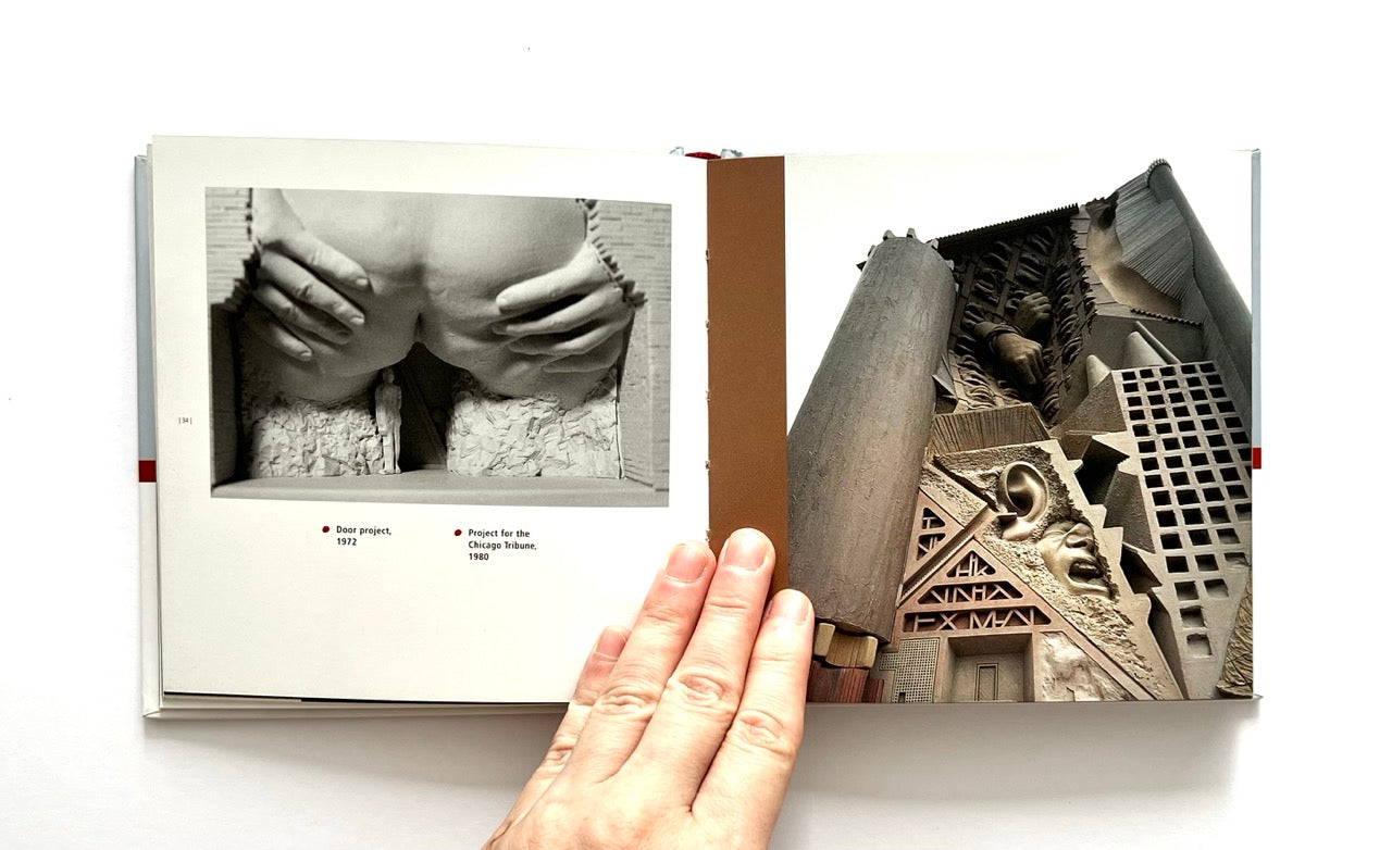 Open book - GAETANO PESCE
by Marisa Bartolucci - showing black and white images of a radical sculpture and architectural details.