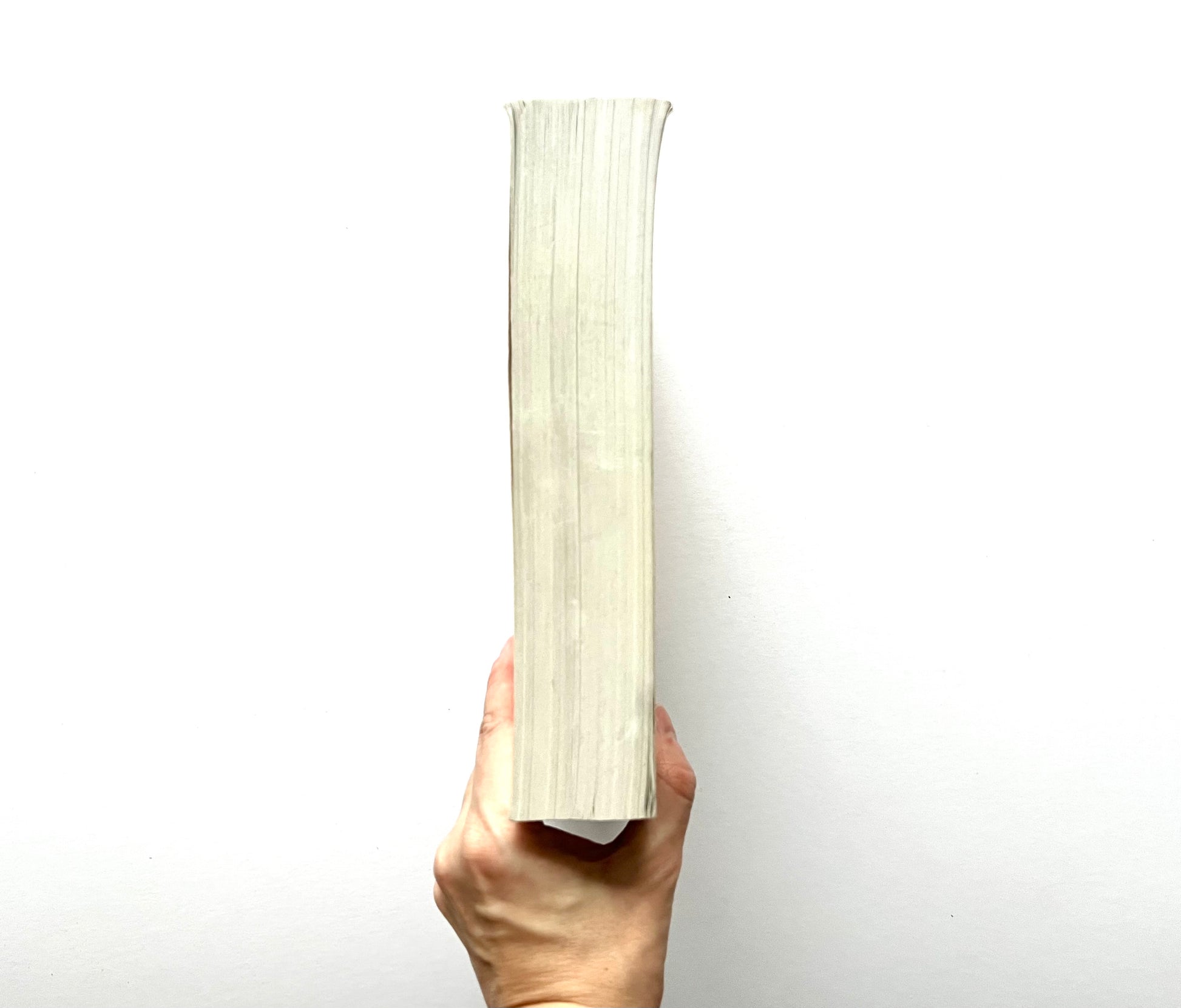 Side view of the book “boob” by Dave Carnie, held upright to show page edges and overall thickness.