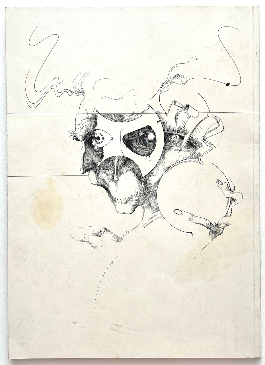 Rear cover of 'Indecent Exposure' by Gerald Scarfe, with an abstract black and white drawing.