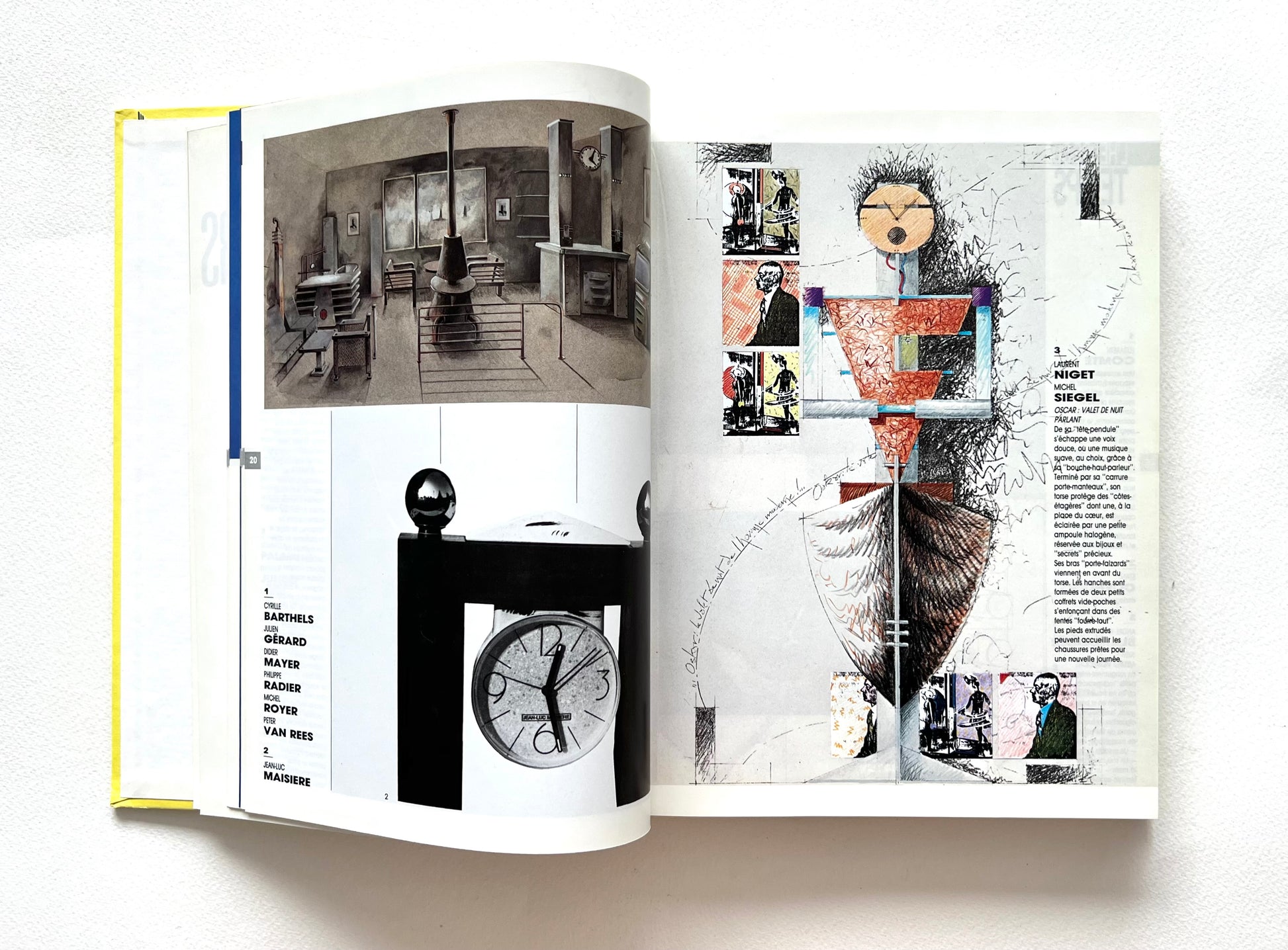 Open book - LE TEMPS DES CREATEURS [1987] - showing design illustrations.