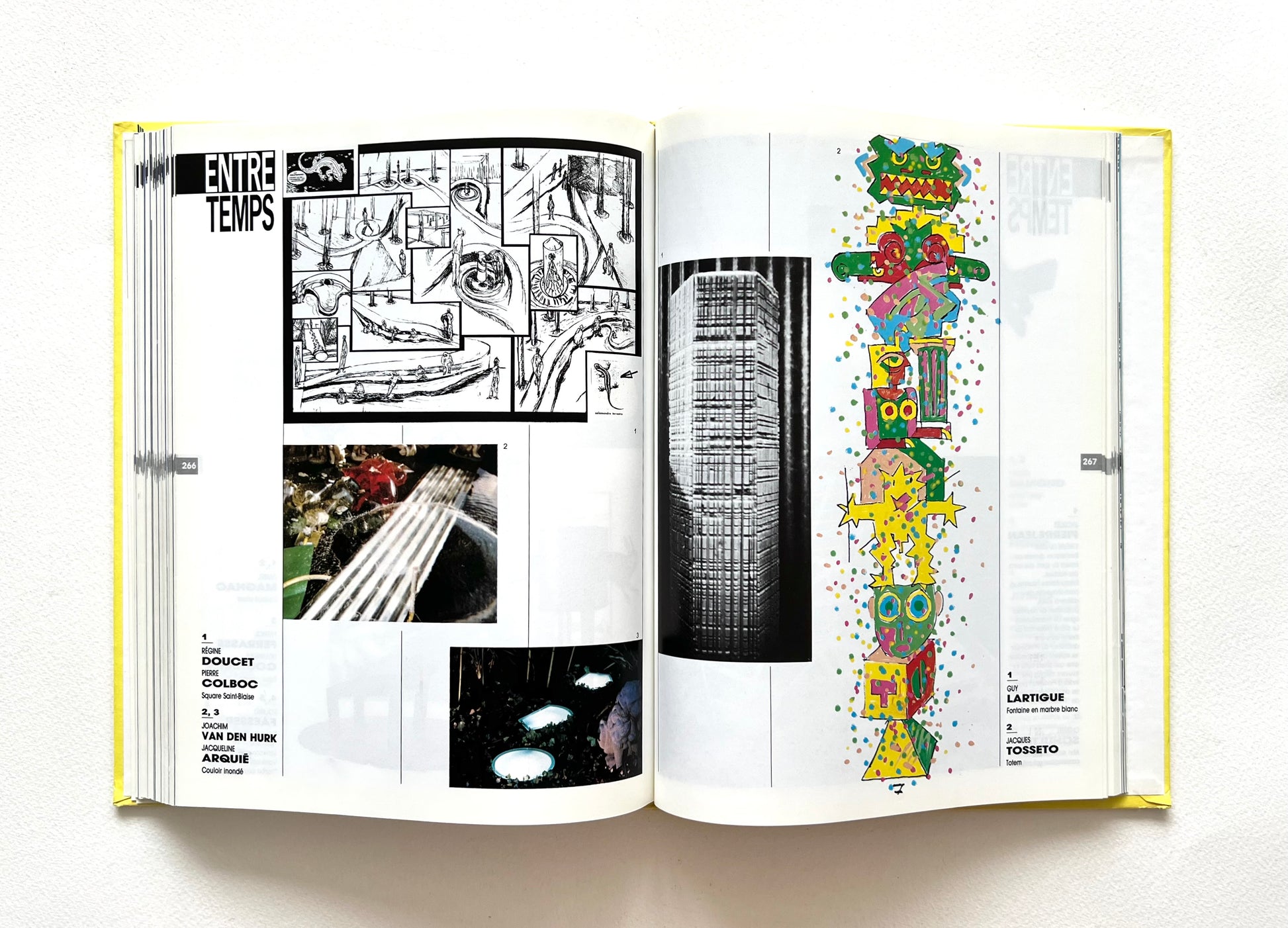 Open book - 0 LE TEMPS DES CREATEURS [1987] with edgy design illustrations.