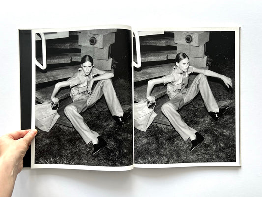 LOEWE Spring Summer 2015 Womenswear, photography by Jamie Hawkesworth, published 2015. Double-page black-and-white editorial featuring model Julia Nobis in contemporary womenswear.