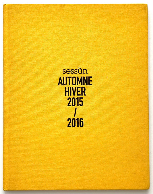 Sessùn Automne Hiver 2015 2016 catalogue, yellow cloth, front cover fashion lookbook