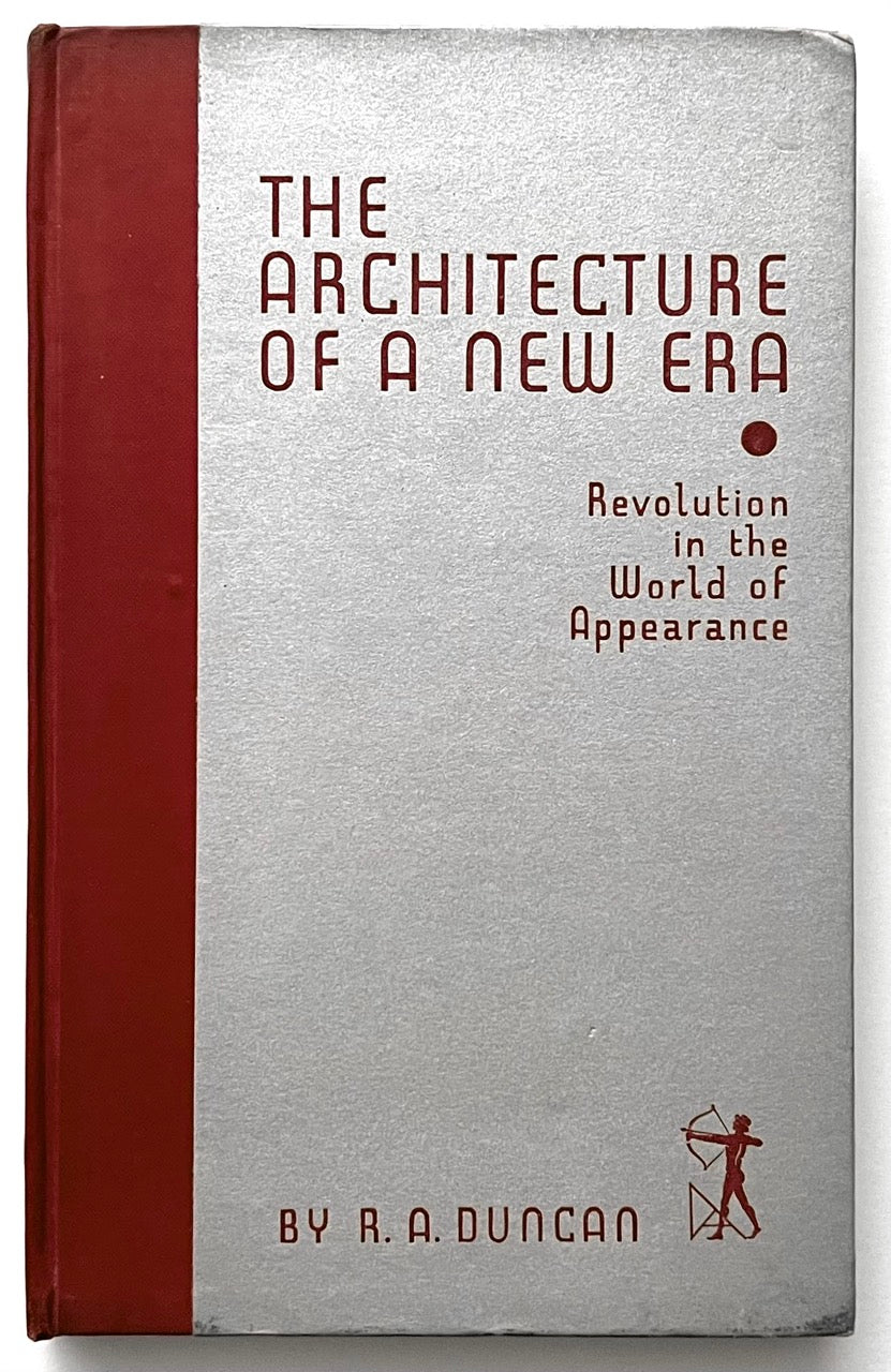 Book cover of 'The Architecture of a New Era' with red and silver design