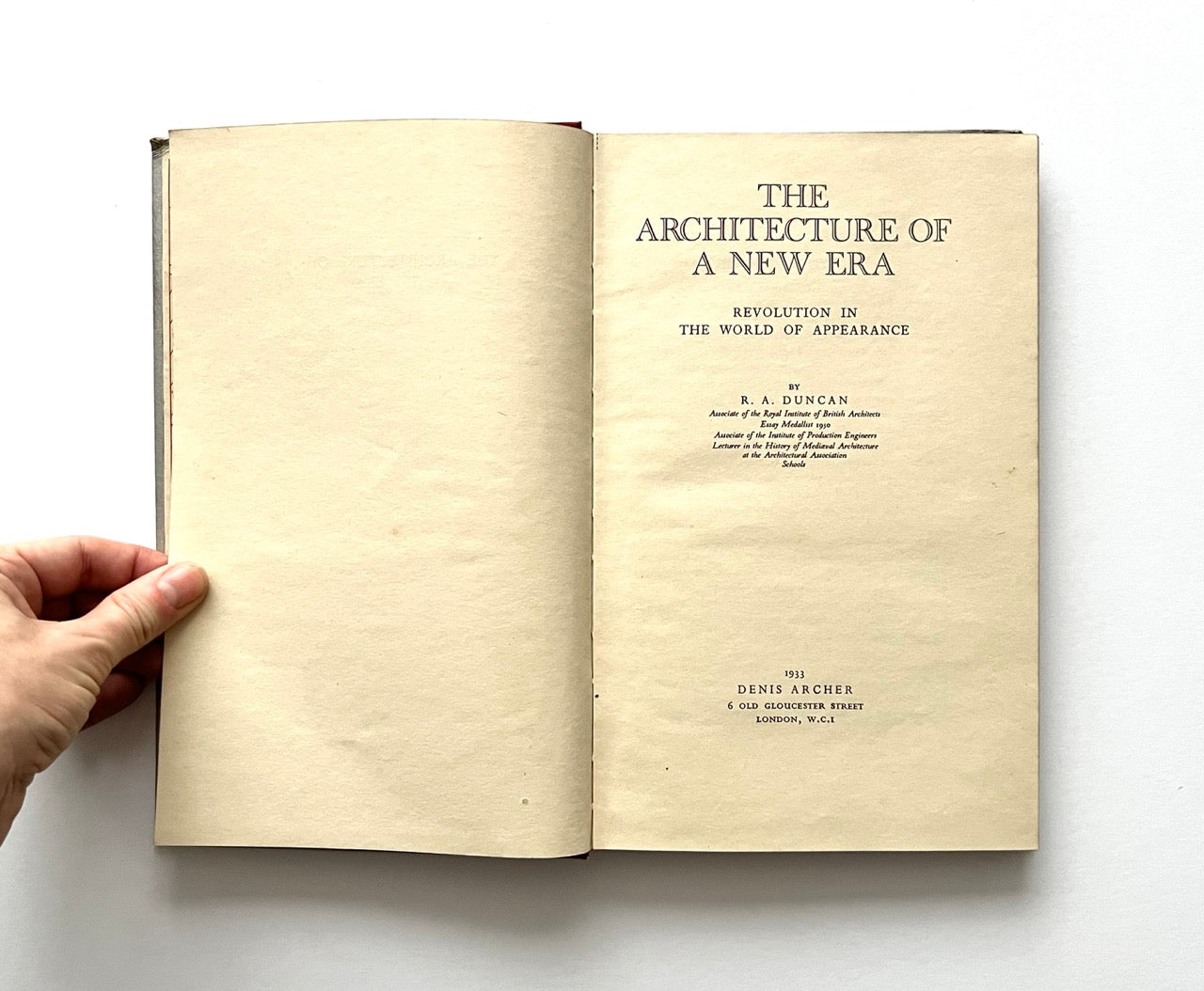 Book - "The Architecture of a New Era' -open to title page.