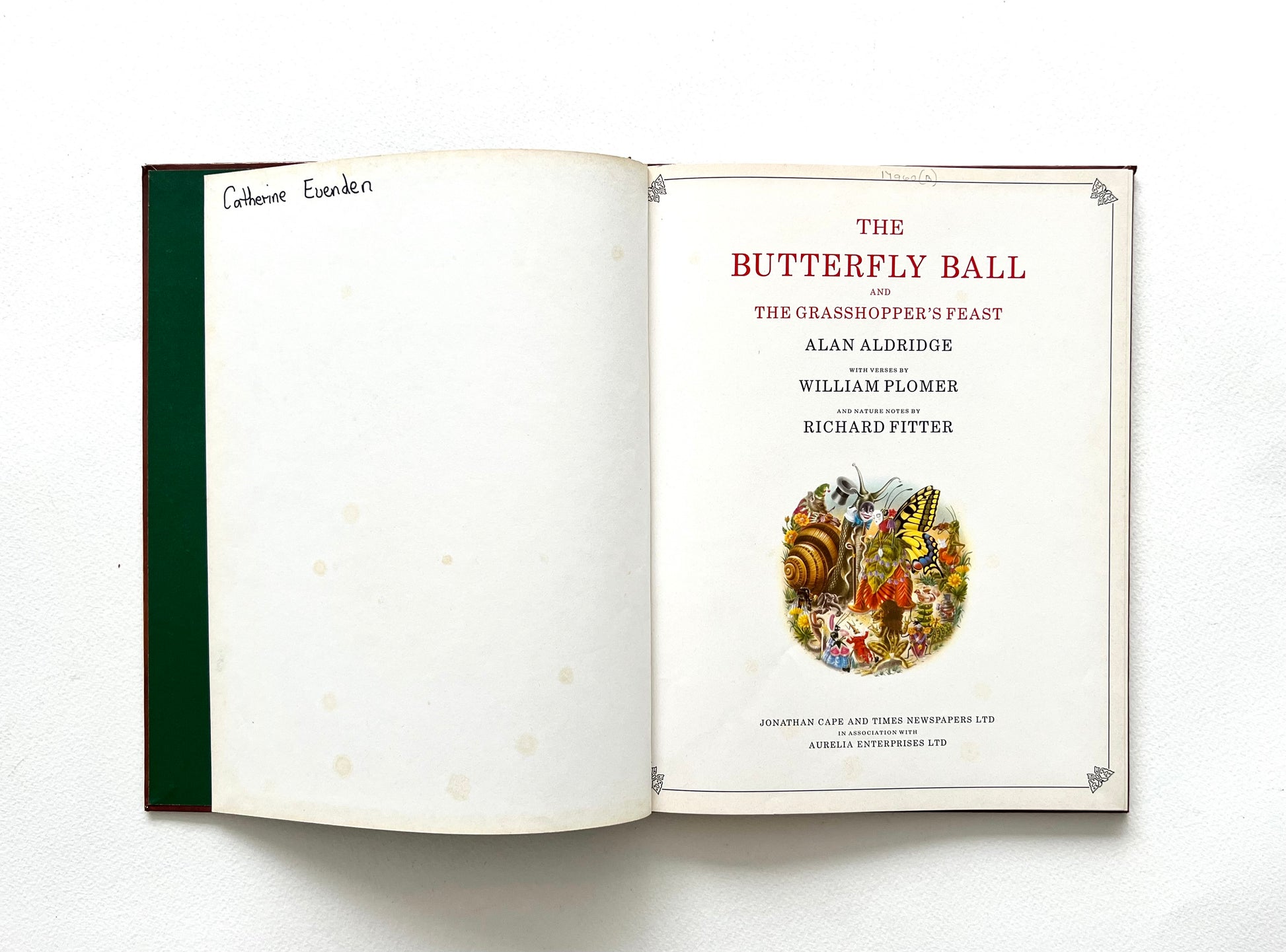 Open book displaying the title 'The Butterfly Ball' with decorative cover art on a white background
