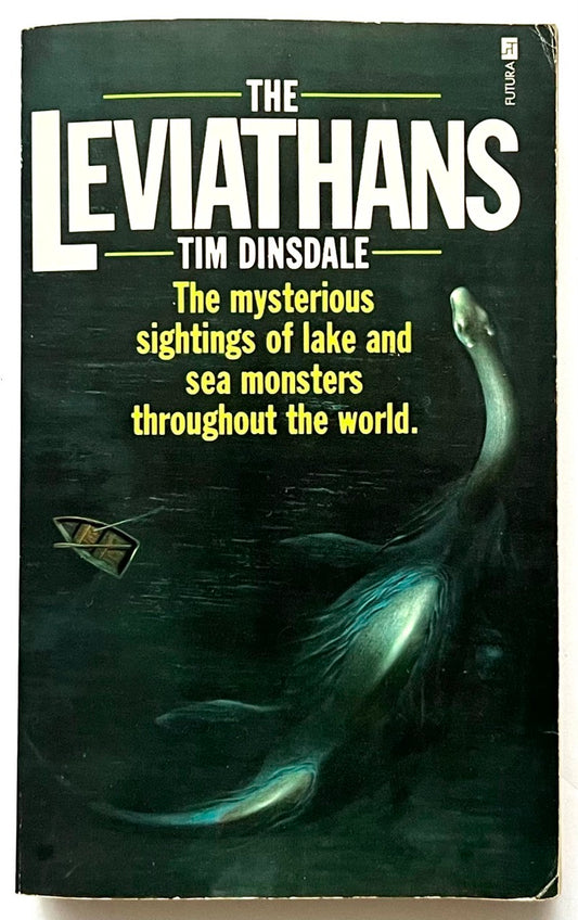 Book cover of 'The Leviathans' by Tim Dinsdale issued by Futura (1976) with a sea moneter illustration.