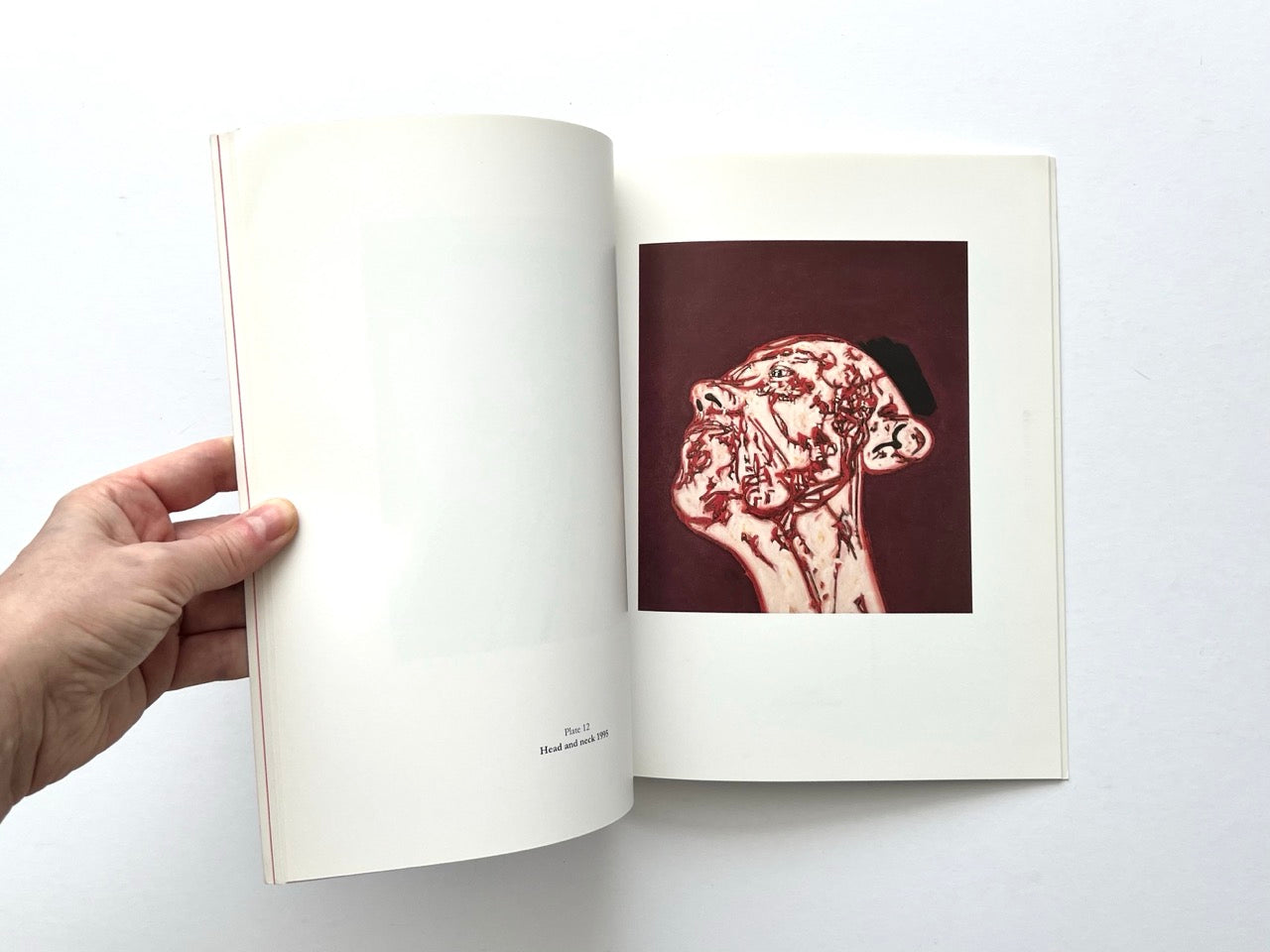 Tony Bevan Recent Paintings (1996) – interior spread showing Head and Neck 1995 expressive red portrait