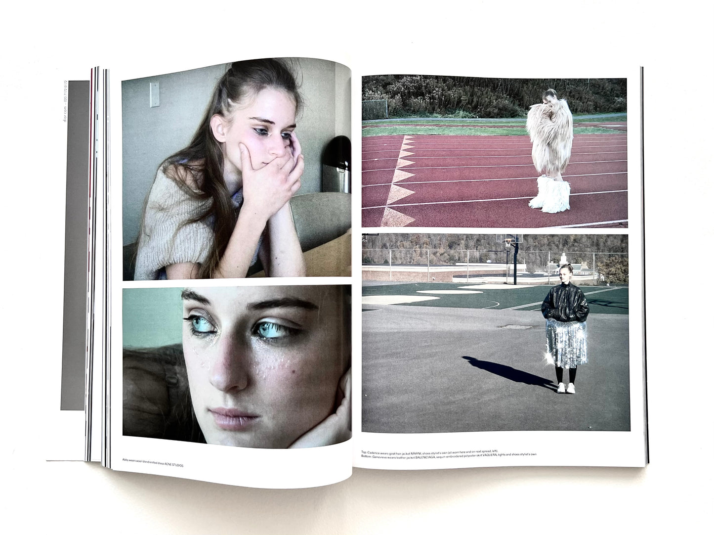 Open magazine displaying a collage of images featuring people in various settings.
