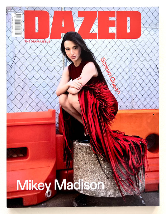 Cover of Dazed magazine featuring Mikey Madison in a red dress.