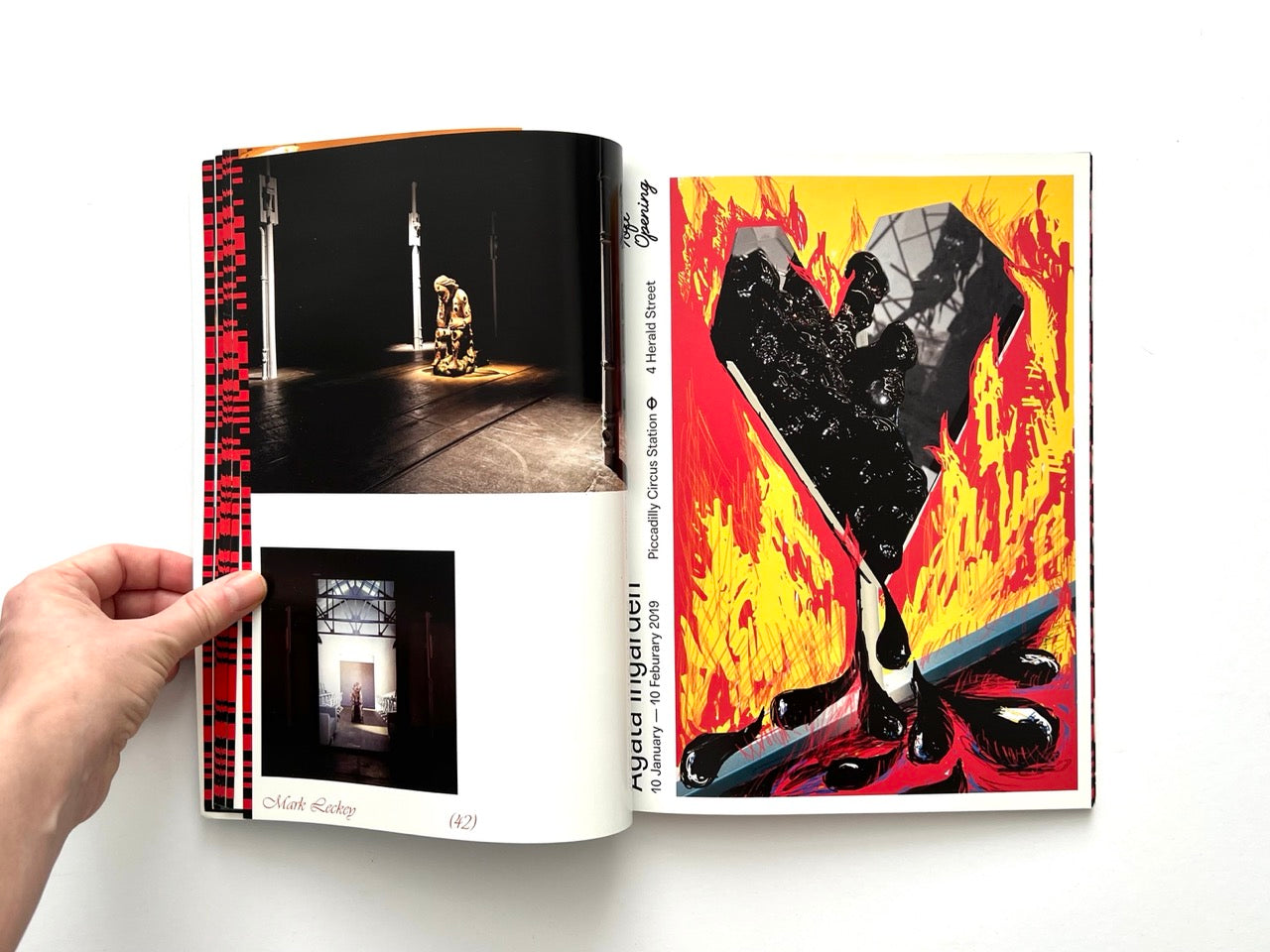 Interior spread of EMULSION Issue One Winter 2018/19 featuring contemporary art installation views and exhibition photography